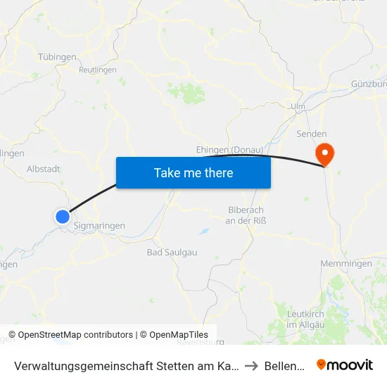 Verwaltungsgemeinschaft Stetten am Kalten Markt to Bellenberg map