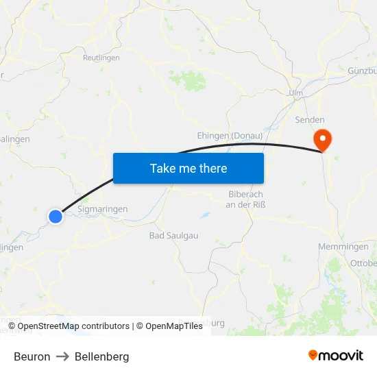 Beuron to Bellenberg map