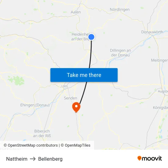 Nattheim to Bellenberg map