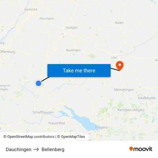 Dauchingen to Bellenberg map