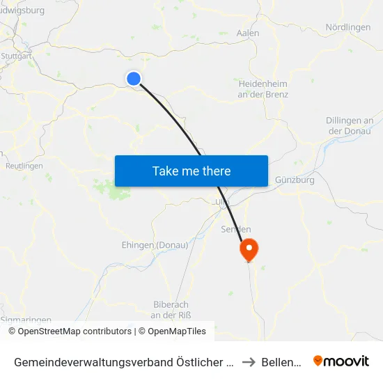 Gemeindeverwaltungsverband Östlicher Schurwald to Bellenberg map