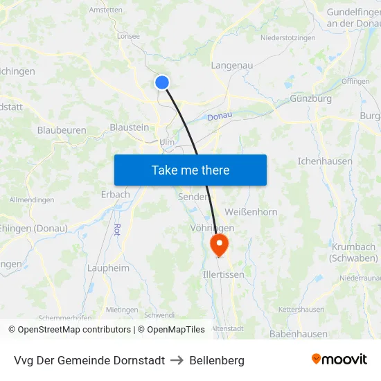 Vvg Der Gemeinde Dornstadt to Bellenberg map