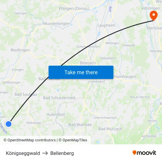 Königseggwald to Bellenberg map