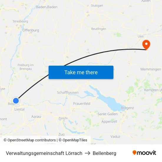 Verwaltungsgemeinschaft Lörrach to Bellenberg map