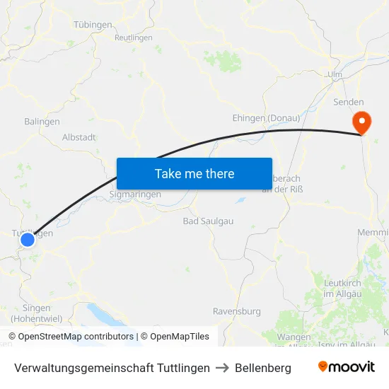 Verwaltungsgemeinschaft Tuttlingen to Bellenberg map