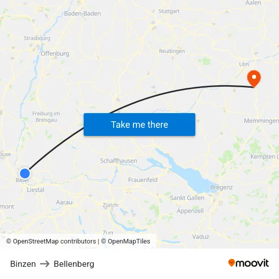 Binzen to Bellenberg map