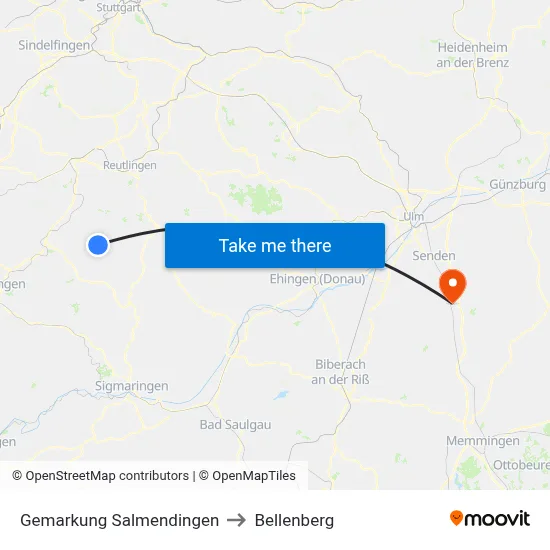 Gemarkung Salmendingen to Bellenberg map