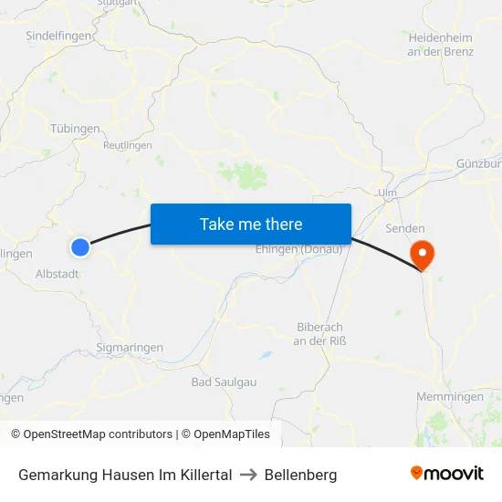 Gemarkung Hausen Im Killertal to Bellenberg map
