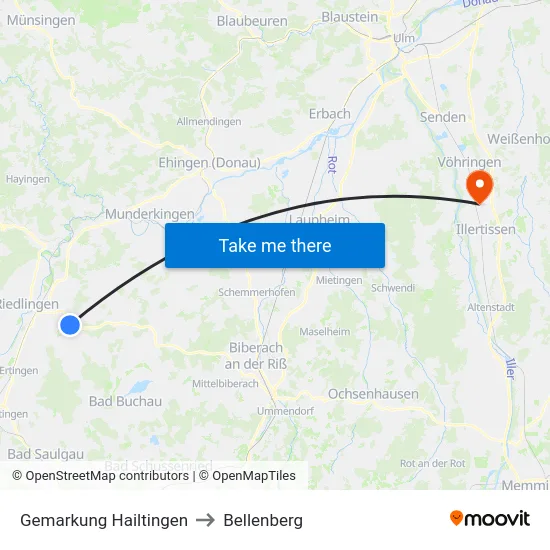 Gemarkung Hailtingen to Bellenberg map