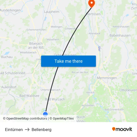 Eintürnen to Bellenberg map