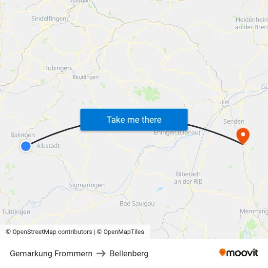 Gemarkung Frommern to Bellenberg map