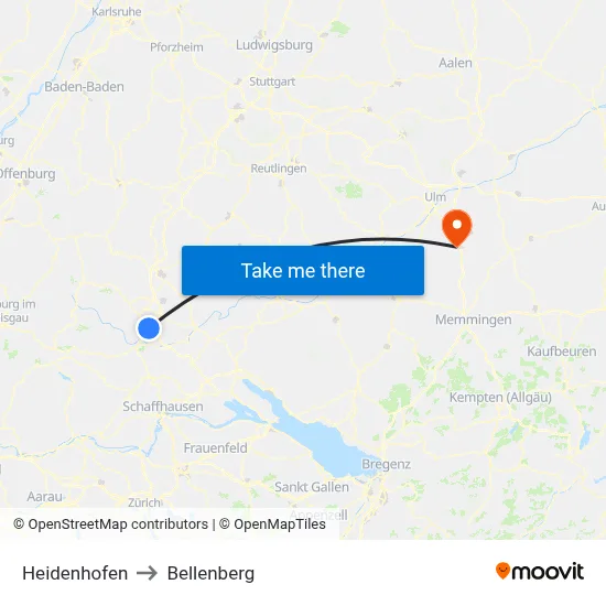 Heidenhofen to Bellenberg map