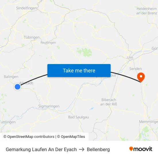 Gemarkung Laufen An Der Eyach to Bellenberg map