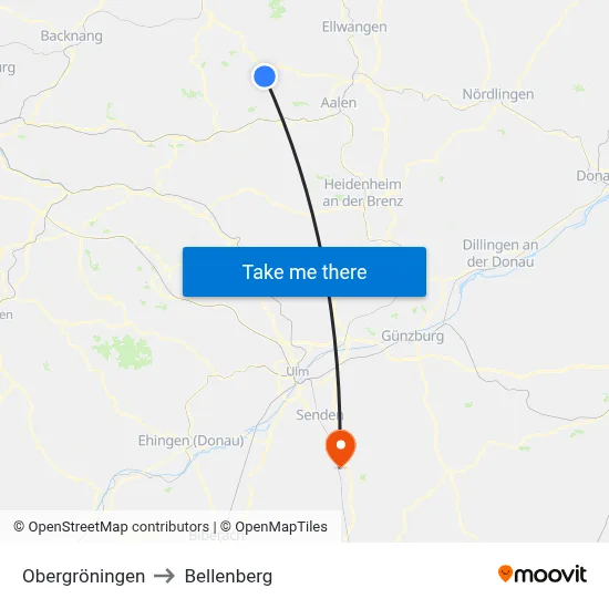 Obergröningen to Bellenberg map