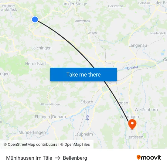 Mühlhausen Im Täle to Bellenberg map