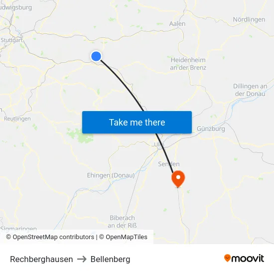 Rechberghausen to Bellenberg map