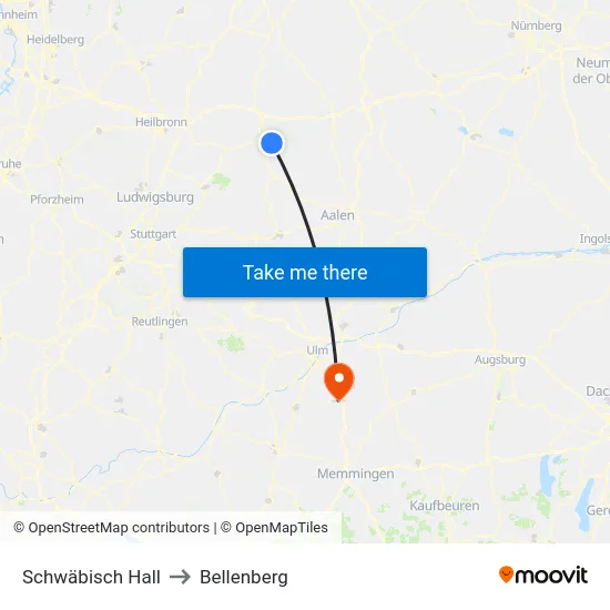Schwäbisch Hall to Bellenberg map