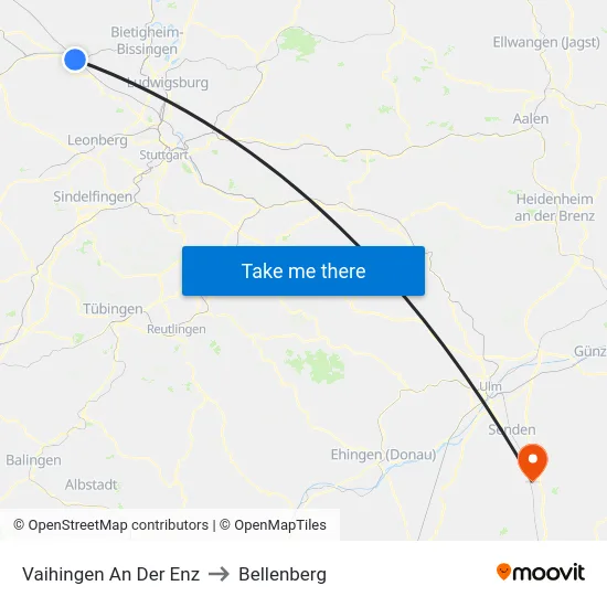 Vaihingen An Der Enz to Bellenberg map