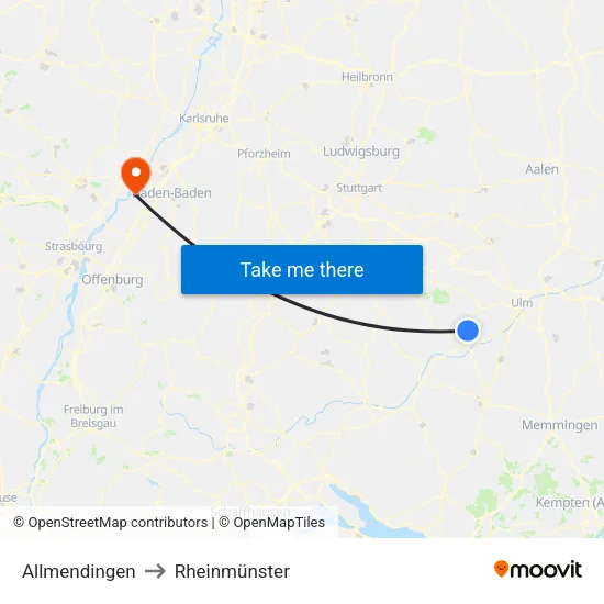 Allmendingen to Rheinmünster map
