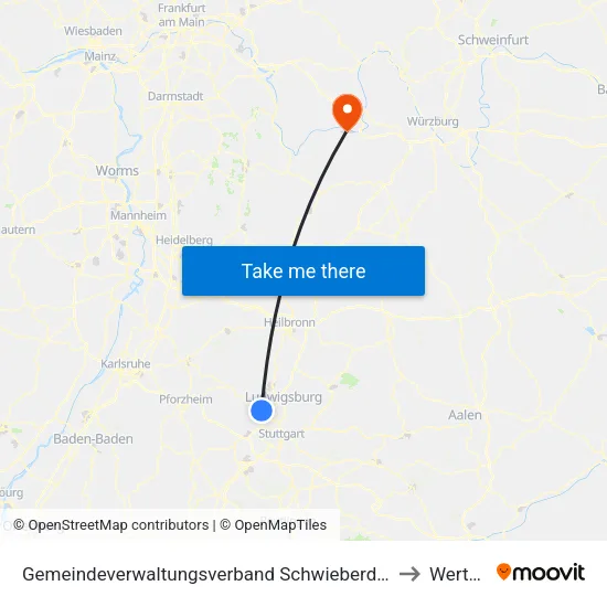 Gemeindeverwaltungsverband Schwieberdingen-Hemmingen to Wertheim map