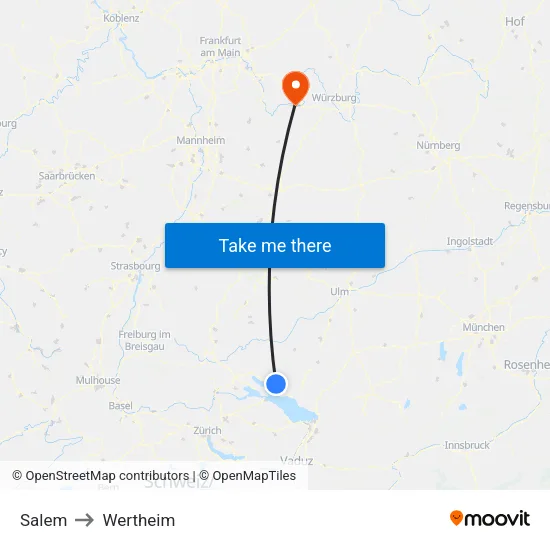 Salem to Wertheim map
