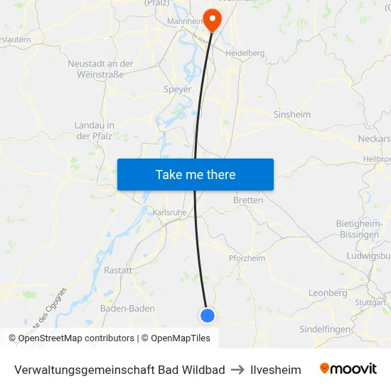 Verwaltungsgemeinschaft Bad Wildbad to Ilvesheim map