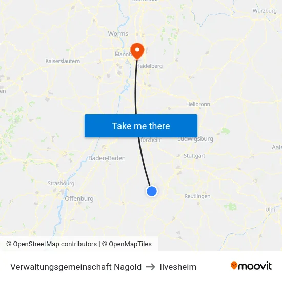 Verwaltungsgemeinschaft Nagold to Ilvesheim map