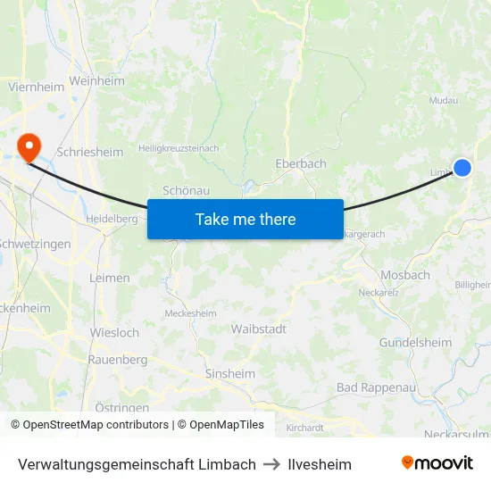 Verwaltungsgemeinschaft Limbach to Ilvesheim map