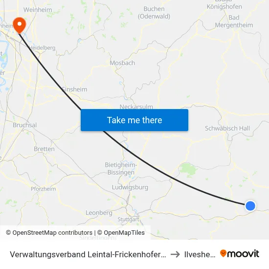 Verwaltungsverband Leintal-Frickenhofer Höhe to Ilvesheim map
