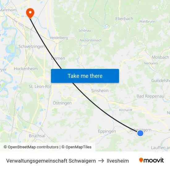 Verwaltungsgemeinschaft Schwaigern to Ilvesheim map