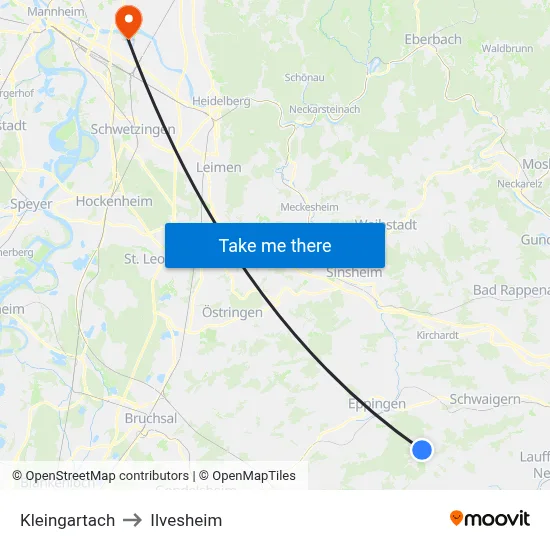 Kleingartach to Ilvesheim map