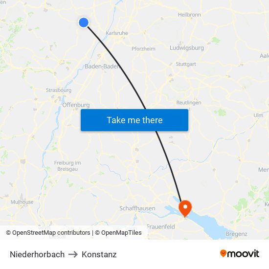 Niederhorbach to Konstanz map