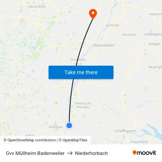 Gvv Müllheim-Badenweiler to Niederhorbach map