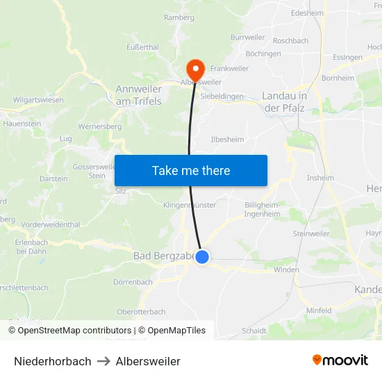 Niederhorbach to Albersweiler map
