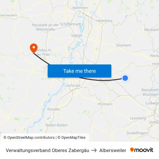 Verwaltungsverband Oberes Zabergäu to Albersweiler map