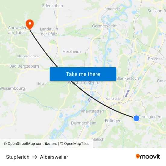 Stupferich to Albersweiler map