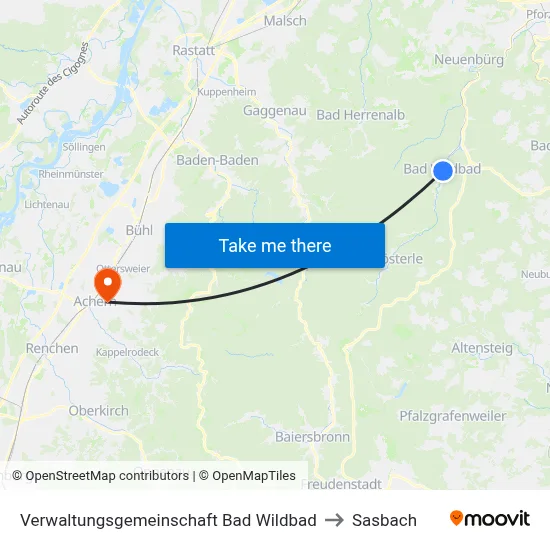 Verwaltungsgemeinschaft Bad Wildbad to Sasbach map