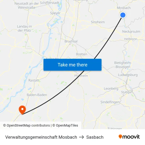Verwaltungsgemeinschaft Mosbach to Sasbach map