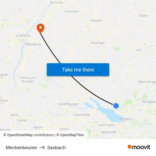 Meckenbeuren to Sasbach map