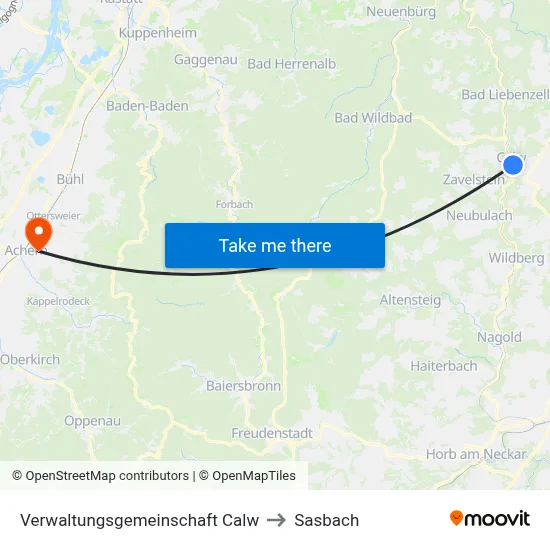 Verwaltungsgemeinschaft Calw to Sasbach map
