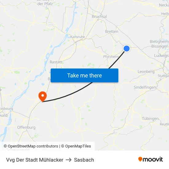 Vvg Der Stadt Mühlacker to Sasbach map