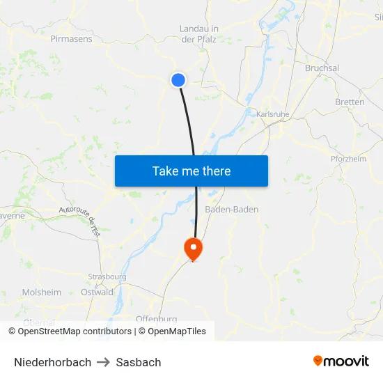 Niederhorbach to Sasbach map