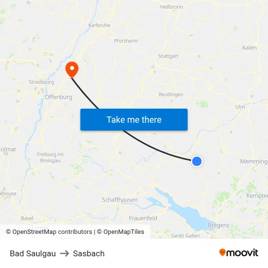 Bad Saulgau to Sasbach map