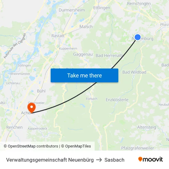 Verwaltungsgemeinschaft Neuenbürg to Sasbach map