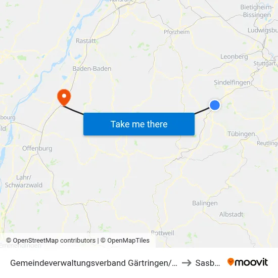 Gemeindeverwaltungsverband Gärtringen/Ehningen to Sasbach map