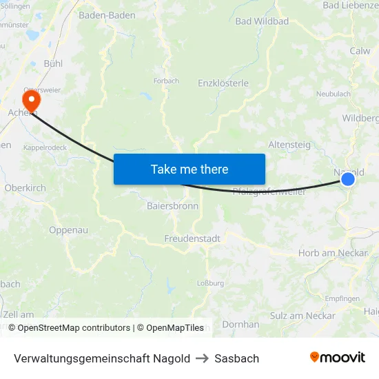 Verwaltungsgemeinschaft Nagold to Sasbach map