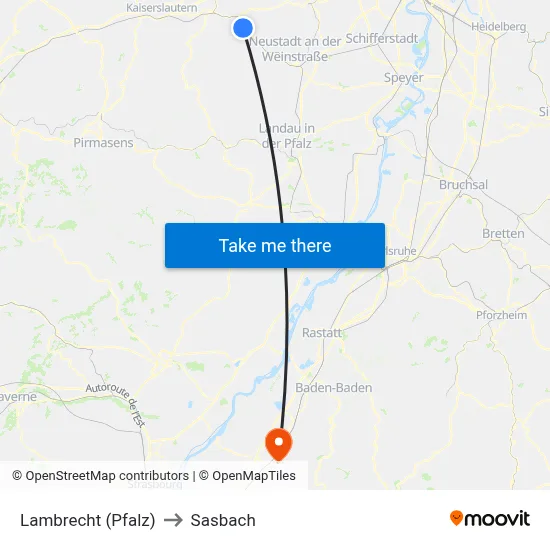 Lambrecht (Pfalz) to Sasbach map