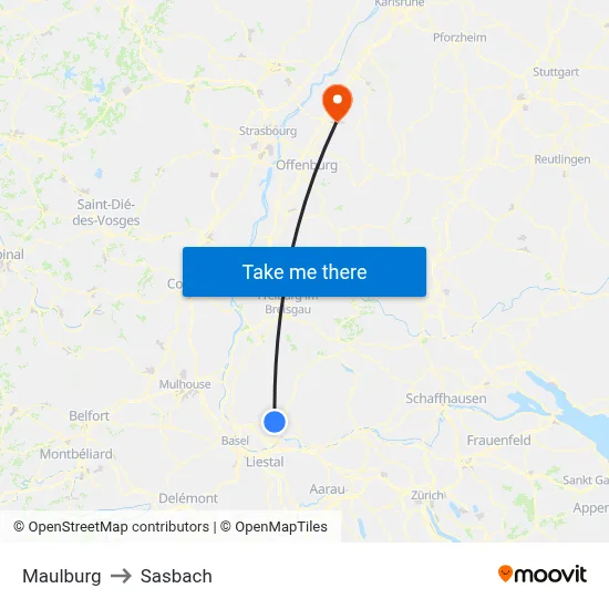 Maulburg to Sasbach map