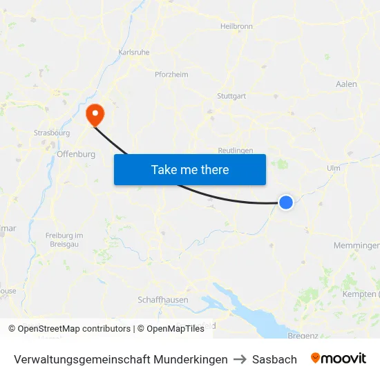 Verwaltungsgemeinschaft Munderkingen to Sasbach map