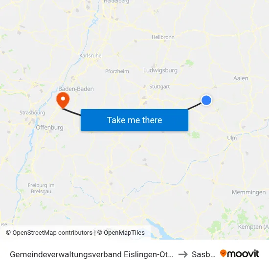 Gemeindeverwaltungsverband Eislingen-Ottenbach-Salach to Sasbach map